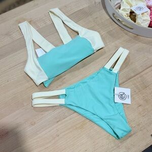 Mint and Cream Bikini Set